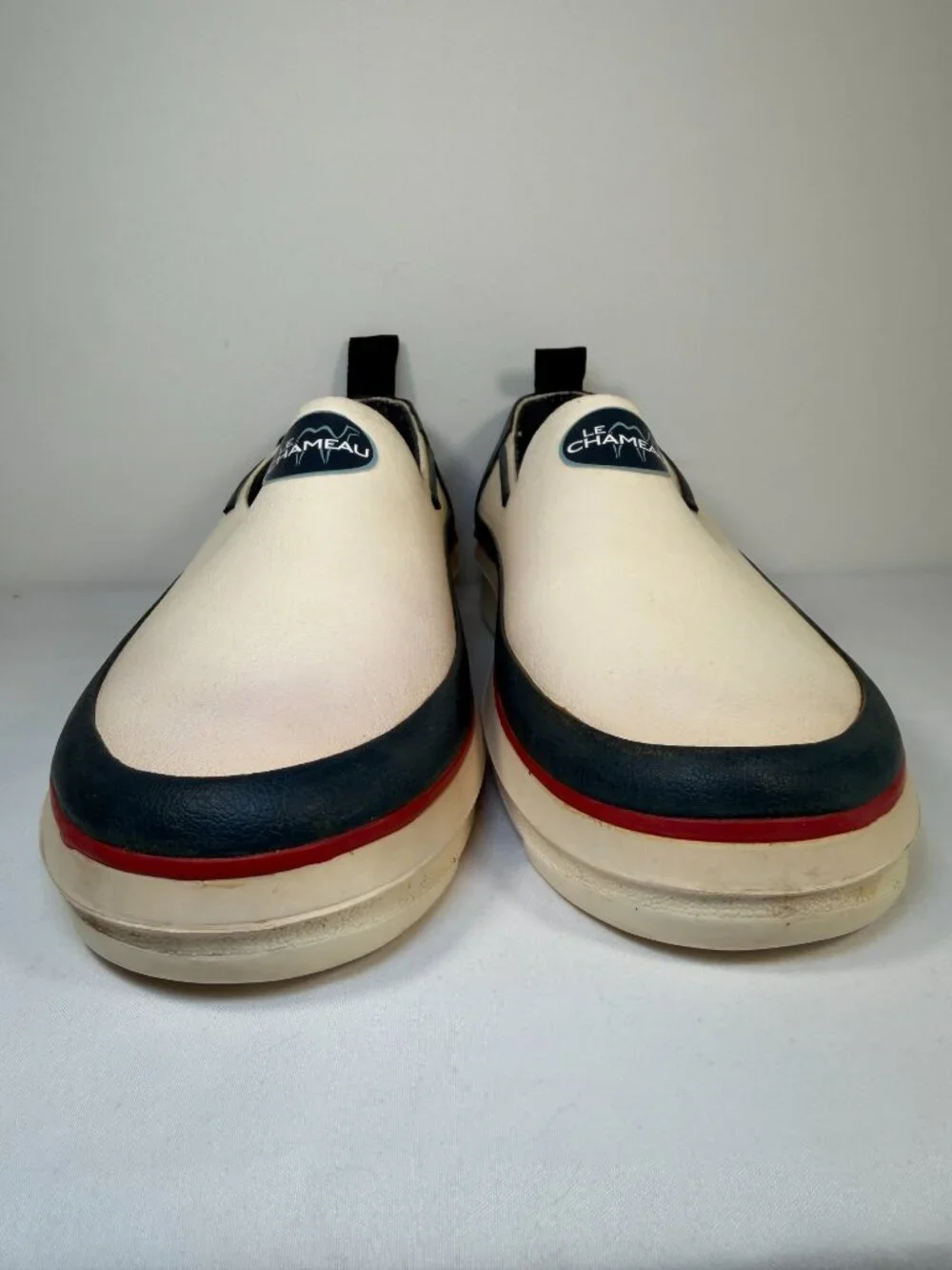 Vintage LE CHAMEAU Beige Rubber Boat Deck Shoes Womens 39 US 8-8.5